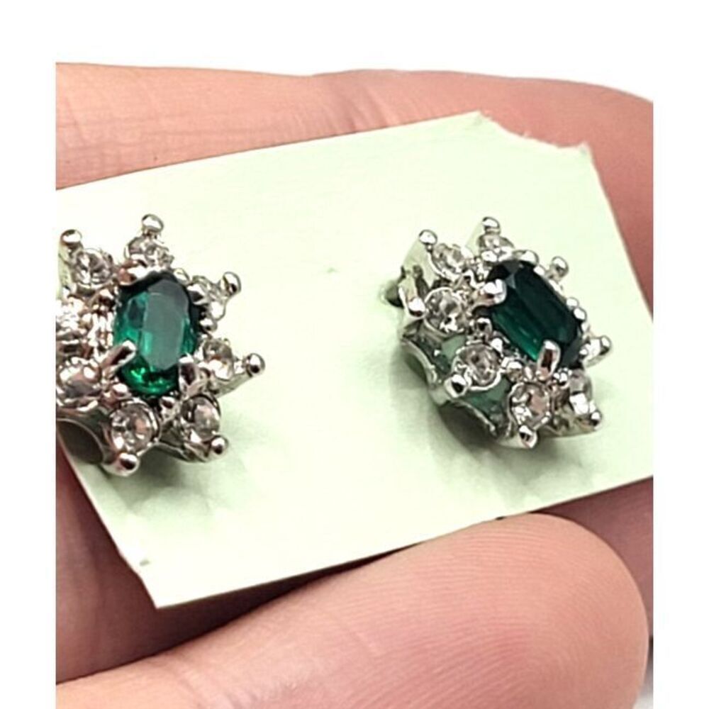 Sapphire Colored CZ Crystal Earrings Post Stud 12mm